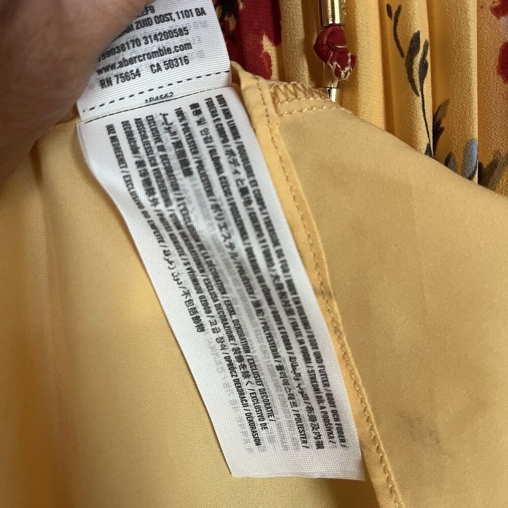 Abercrombie & Fitch Pleated Halter Maxi Dress, Yellow Floral, Empire Waist SZ XS - Picture 16 of 16